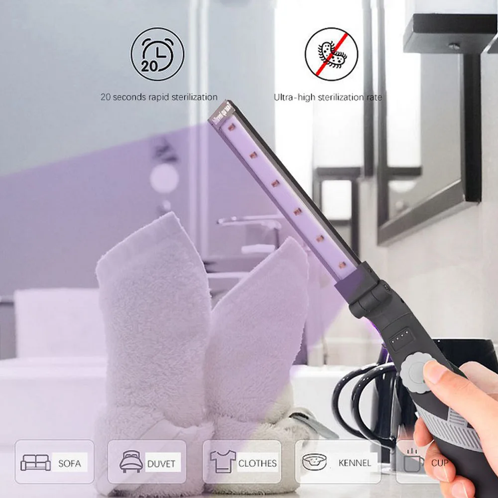 

Rechargeable 30 LED UV Sterilizer Lamp Home Portable Ultraviolet Disinfection Bactericidal Lamp UVC Germicidal Lamp Sterilizer