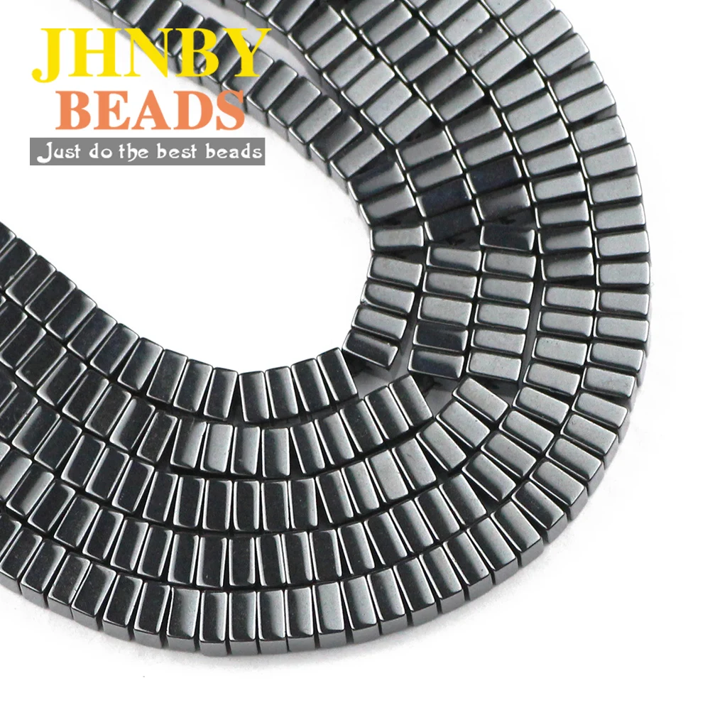 

JHNBY 4x2mm Fat Square shape 100pcs Black Hematite Natural Stone DIY Cube spacer Loose beads for Jewelry bracelet Making Finding