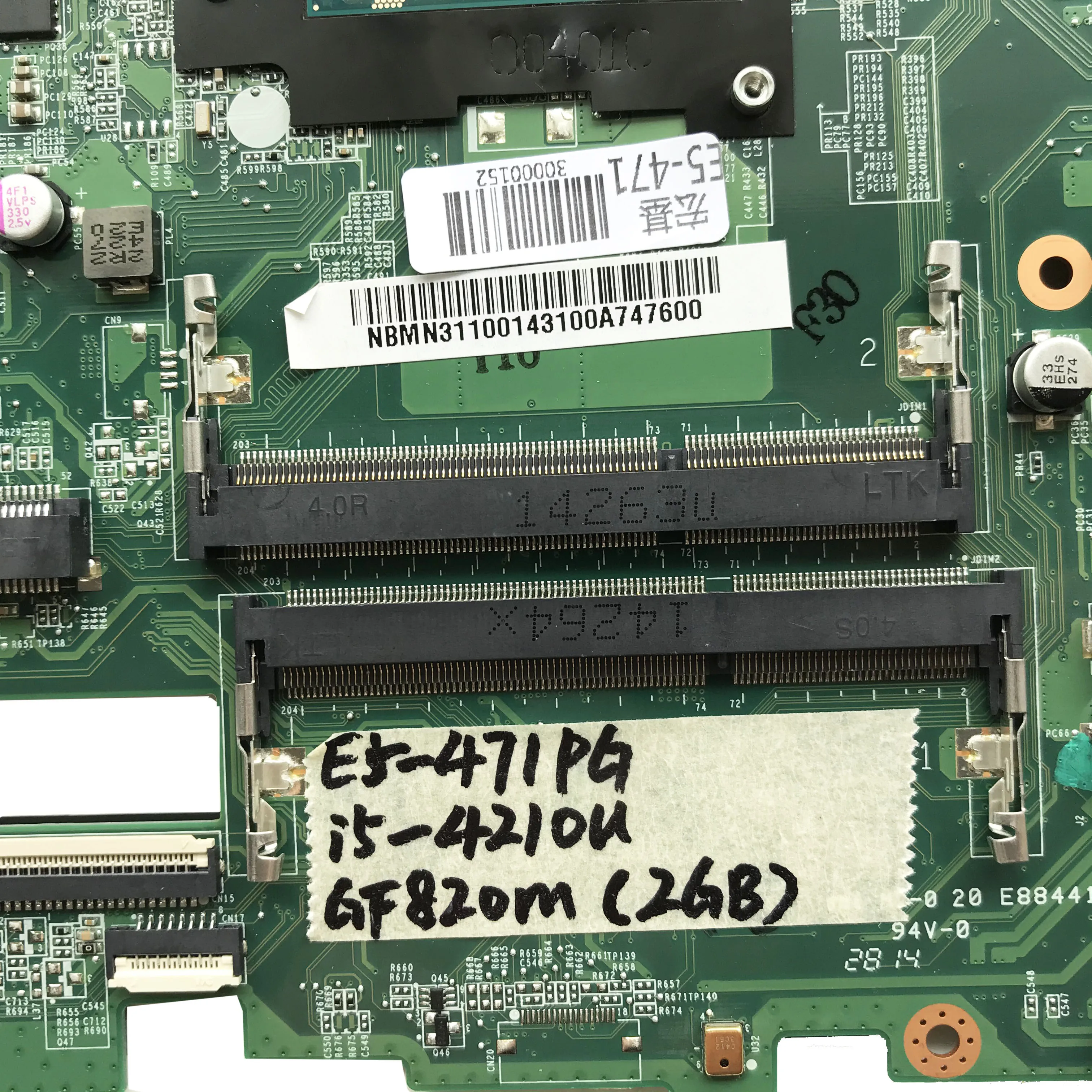 NBMN311001 для acer Aspire E5-471G E5-471PG Материнская плата ноутбука DA0ZQ0MB6E0 i5-4210U GT820M 2 Гб DDR3L