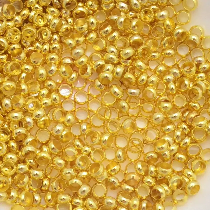 gold color Ювелирная фурнитура для рукоделия ограничитель бусины 2 мм-4 мм золото/серебро/бронза медный шар обжимной Конец Бусины для изготовления ювелирных изделий - Цвет: gold color