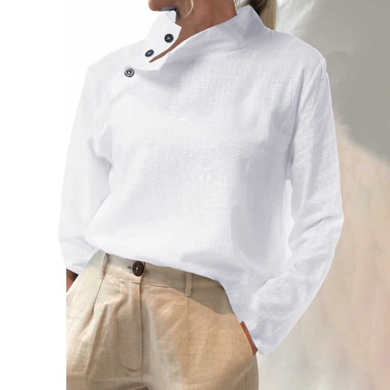 Винтажные льняные топы, женские блузки cellumia, осенние женские рубашки с длинным рукавом, повседневные свободные блузки на пуговицах, женские блузки размера плюс 5XL