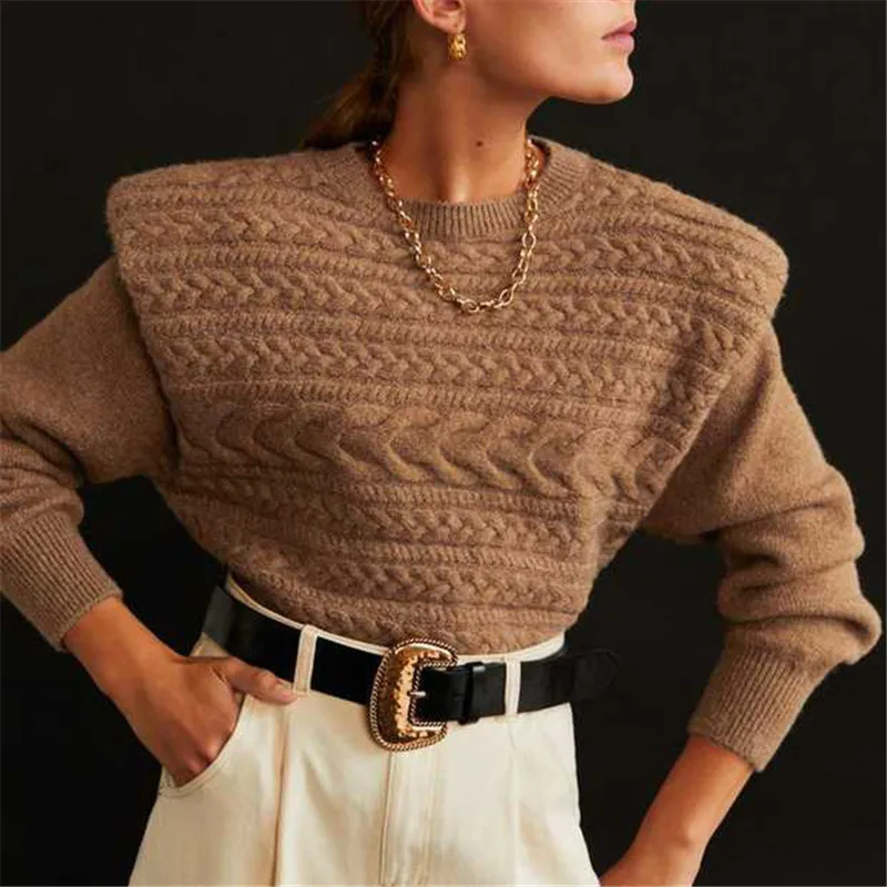 Женский элегантный свободный твист свитер для женщин модные пуловеры с длинным рукавом и круглым вырезом Женские повседневные свободные топы