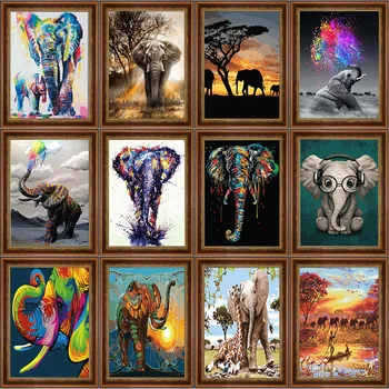 

Paint By Numbers Elephant Animals Series Picture By Number Handpainted Gift Drawing Acrylic Home Decor Wall Art