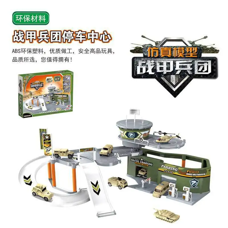 

Children'S Educational Assembled Model Parking Lot Police Firefighting Architecture Military Base Model Stereo Camera Track