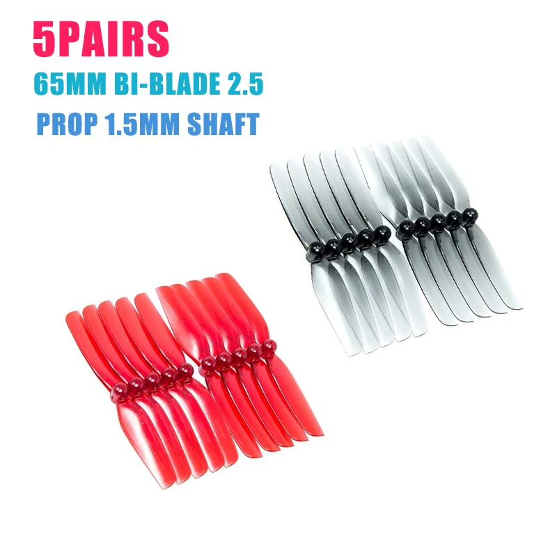 

5Pairs HQ Prop Micro Prop 65mm Bi-Blade 2.5 1.5mm Shaft Propeller For FPV Racing RC Drone Quadcopter Spare Parts Accessories