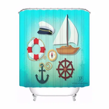 

Custom Sun Wood Anchor Fabric Bath Screens Curtain Bathroom Mildewproof Waterproof Polyester Shower Curtain#180417-02-95