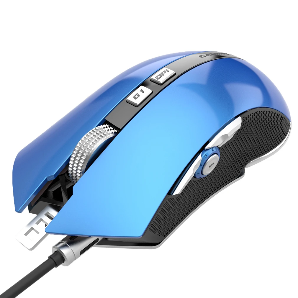 LUOM G60 проводной палец правый USB 1,1/2,0 интерфейс плетеный провод программируемый 9 Кнопок профессиональная оптическая игровая мышь - Цвет: Синий