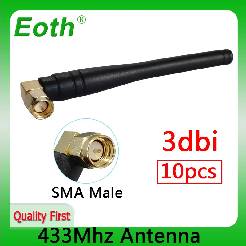 EOTH 10pcs 433mhz antenna 3dbi sma male lora antene pbx iot module lorawan signal receiver antena high gain