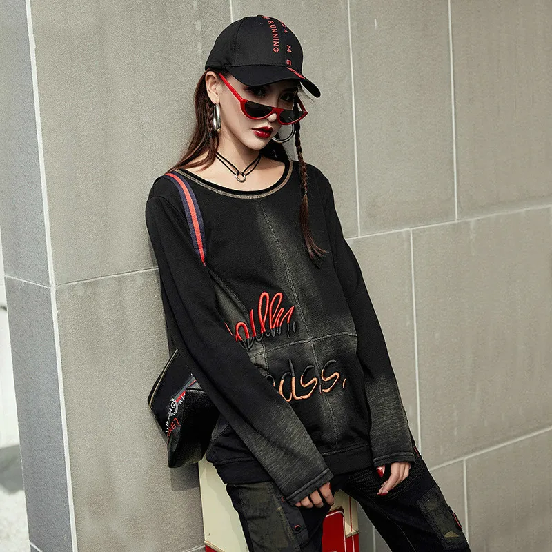 SOUL OF TIGER, новинка, корейская мода, женские винтажные футболки с вышивкой, женские черные футболки в стиле панк, Повседневная Уличная Одежда большого размера