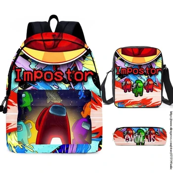 

Among Us 3D Backpacks Men Women 3PCS Corssbody Bag+Pencil Bag Game Cartoon Kawaii Boys Girls School Bags Fashion Mochilas