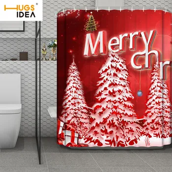 

Christmas Tree Design Curtain for Bath/Toilet Room Water Proof Shower Curtain New Year Decoration Curtain for Bathtub Bathroom