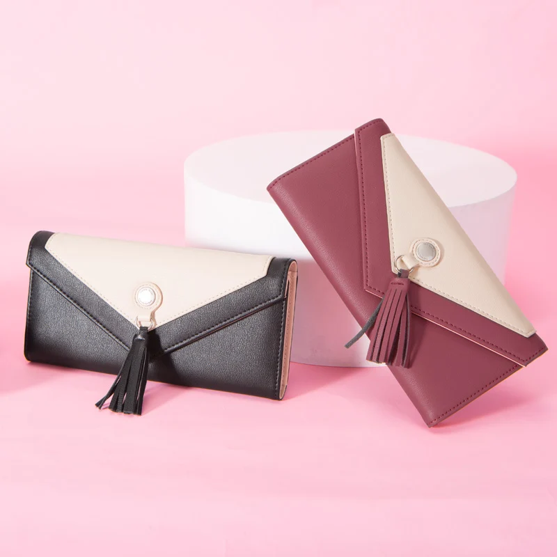 Женский кошелек-конверт с кисточками, фирменный дизайн, мягкая кожа ...