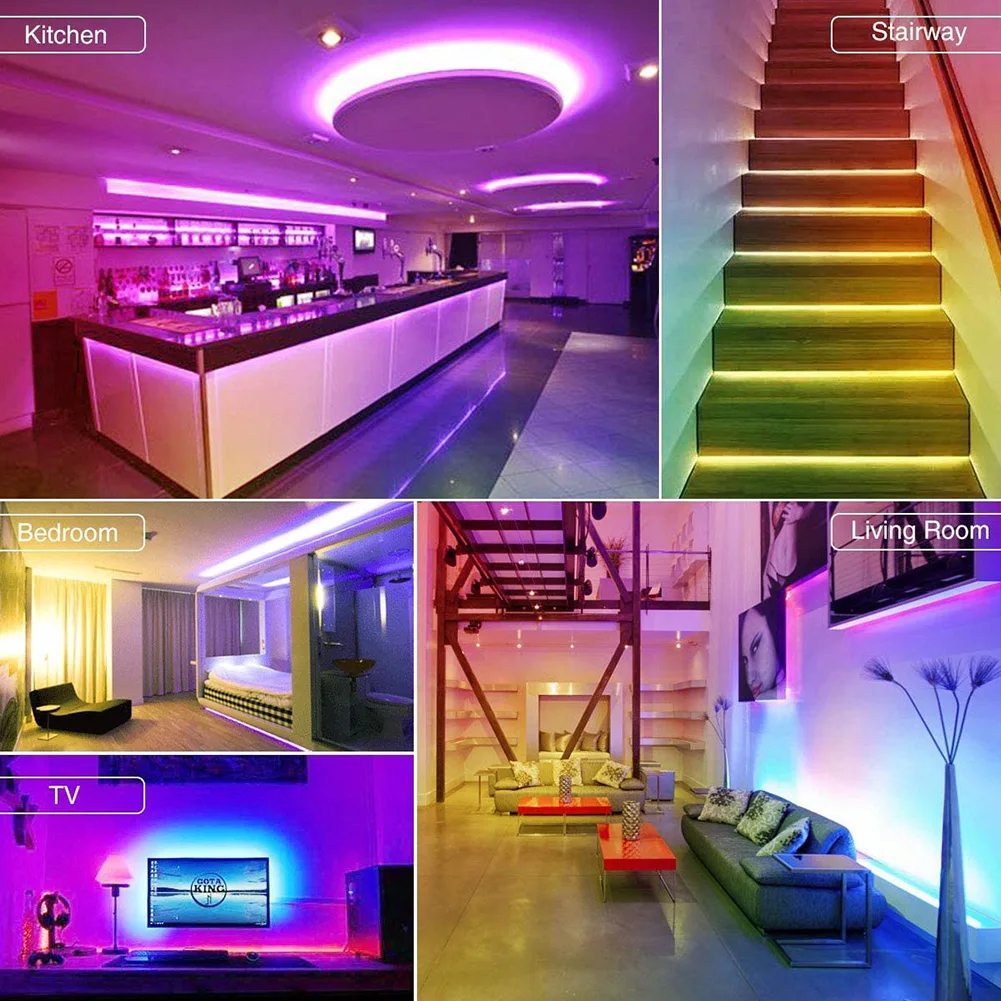 10m Bluetooth LED Strip Lights RGB 5050 SMD Flexible Ribbon 24 Key Remote Control TV Tape Lamp Waterproof LED Strip