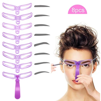 

Reusable 8 In 1 Eyebrow Shaping Template Helper Eyebrow Stencils Kit Grooming Card Eyebrow Defining