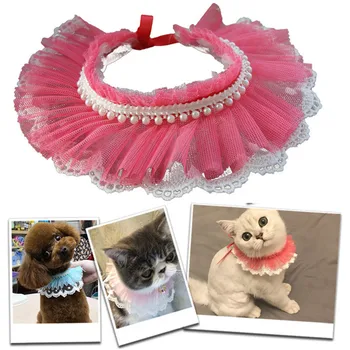 

Handmade Teddy Bows Necklace Bow Tie Collar Corgi bow tie Dogs Tie saliva towel collar bibs Cat lace scarf Pet Neck Accessoires
