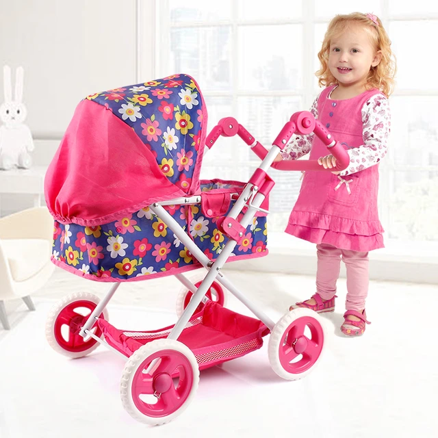 Poussette pour enfants, jouet de jeu de simulation, réglable, meubles de  maison de poupée, jouets pour filles - AliExpress