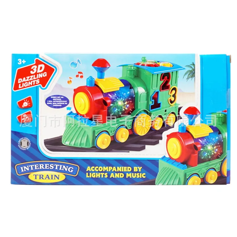

CHILDREN'S Toy Small Train Electric Universal Building Blocks Small Train Children'S Educational Toy with Light And Music Small