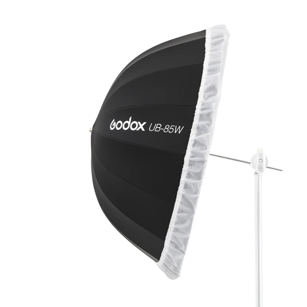 Godox UB-85W 33.5in 85cm Parabolic Black White Reflective Umbrella Studio Light Umbrella with Black Silver Diffuser Cover Cloth camera umbrella