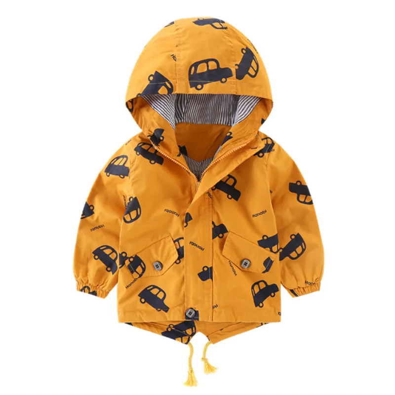 LILIGIRL Autumn Add Cotton Jacket Boys Girls Clothes Outerwear Cute Car Windbreaker Coats Print Canvas Baby Children Clothing