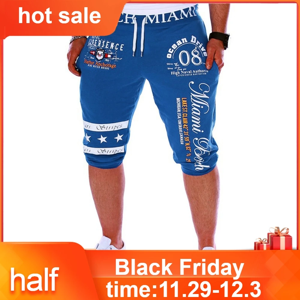 Повседневные шорты, модная новинка, Мужская одежда, эластичная резинка на талии, с принтом, свободные спортивные шорты, Homme#7