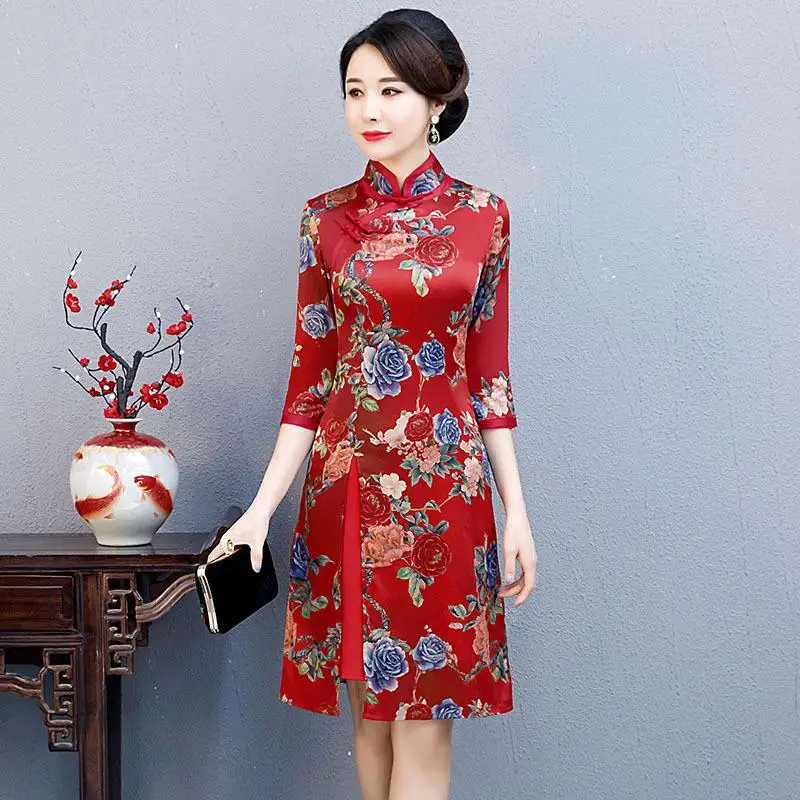 Сексуальное платье Ципао от AO Dai,, летнее винтажное платье до колена в китайском стиле, женское платье из вискозы, тонкое платье для вечеринок на пуговицах, Vestido - Цвет: style 6