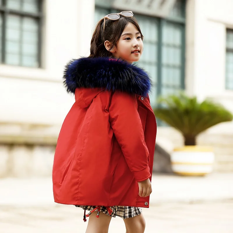 Children Down Jacket Girls Thick Warm Russian Winter Kids Outerwear Teenage Parka Fur Coat 4-13 Years Snowsuit Kids Clothes