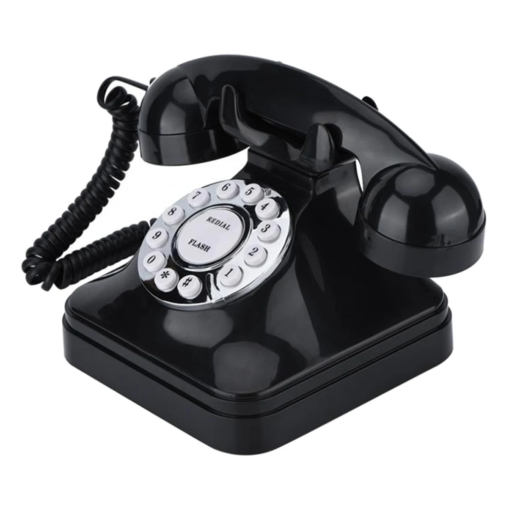 Vintage Telephone Black Multi Function Plastic Home Telephone Retro Wire