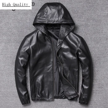 

2020 New Brand 100% Real Sheepskin Coat Men Autumn Winter Clothes 2020 Streetwear Genuine Leather Jacket Hooded Coat 1978