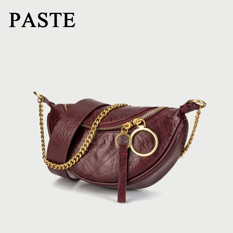Bolsos mujer de marca famosa Для женщин плиссированный пояс седельная сумка на одно плечо с защитой от повреждений и кольцом украшения шаблон скороговоркой - Цвет: Бургундия