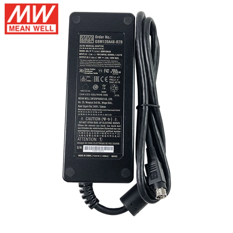 MEAN WELL GSM120A48-R7B 120W 2.5A 48V медицинский адаптер уровень VI 110 V/220VAC до 48V DC адаптер MEAN WELL Источник питания