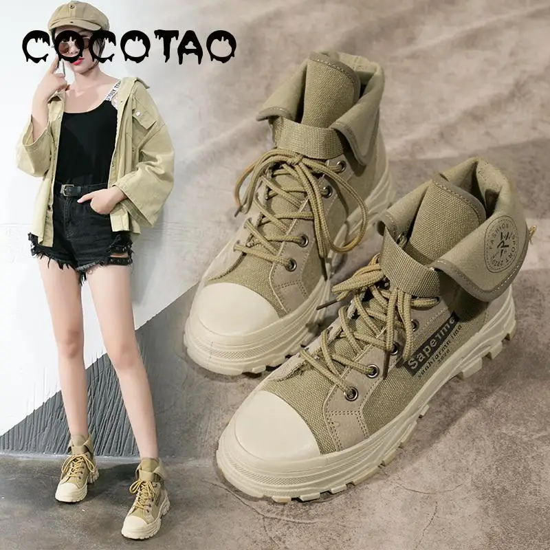 Красивые ковбойские парусиновые сапоги для женщин осень 2019 новинка в стиле