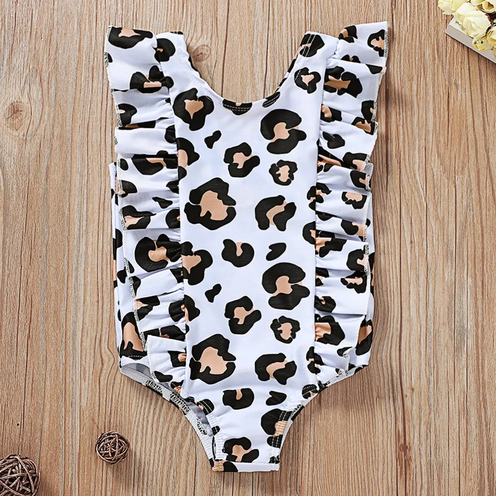 

Children's swimsuit summer new fashion baby leopard printed bikini one piece swimwear swimsuit 2020 princess baby swimwear