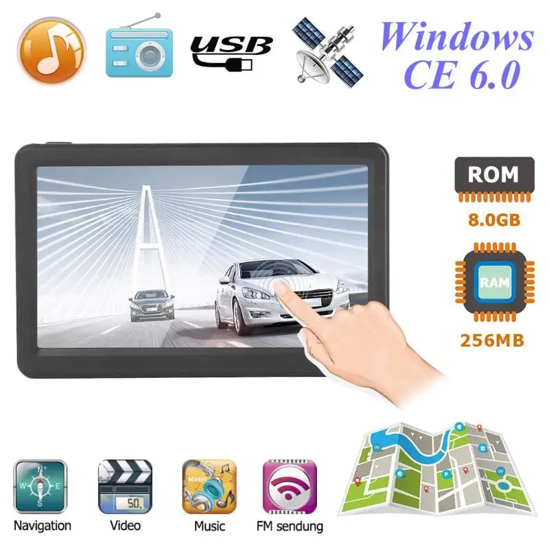  7 inch HD Touchscreen Navigator 256MB + 8G Auto GPS Navigation FM Übertragen MP4 Player für Nord am