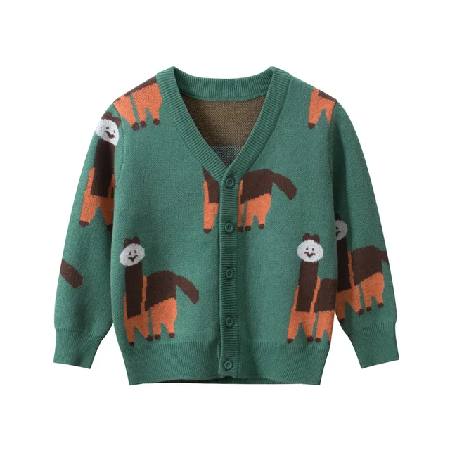 Baby Boy Sweater Toddler Girl Long-Sleeve Cotton Cardigans Jumper Wool Knitwear Kids Cartoon Christmas Sweater Children Clothes MY3416 green