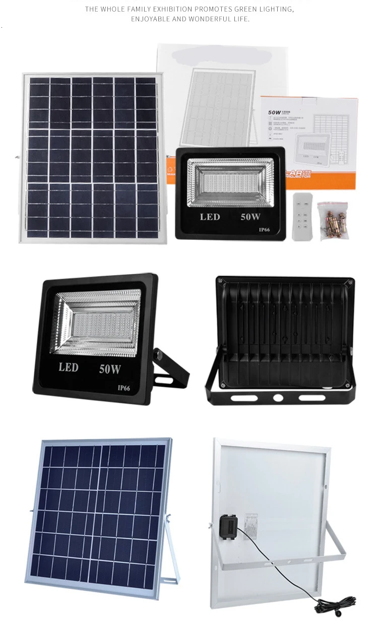 6PCS 50W 100W LED Solar Flood Light RGB Colorful Outdoor Floodlights Garden Wall Solar Powered LED Flood Light Remote Controller