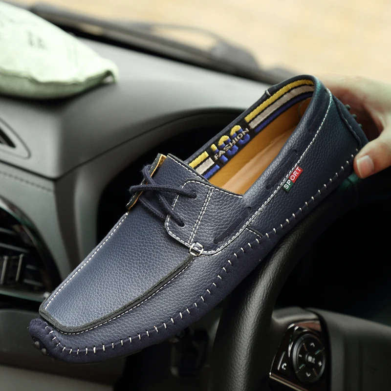 Spring and autumn men's shoes comfortable high quality lightweight lace loafers leathe non-slip wear-resistant large size 47