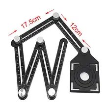 Tile Hole Locator Adjustable Tool Masonry Glass Fixed Angle Measuring Ruler Universal Angular Template 6 slides fold