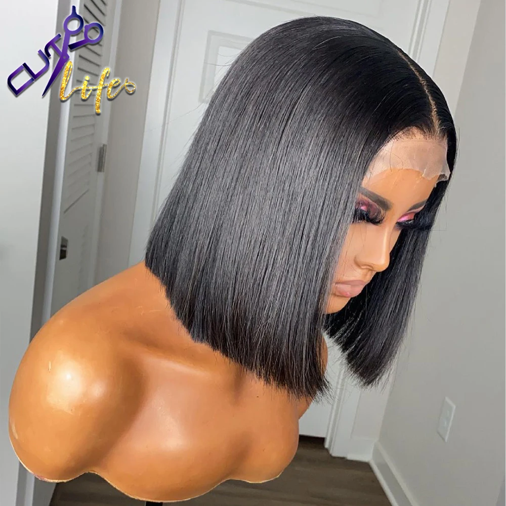 Short Bob Wig 13X4 Lace Frontal Wig Straight Highlight PrePlucked Remy Hair Human Hair Brazilan 4x4 Lace Closure For Women