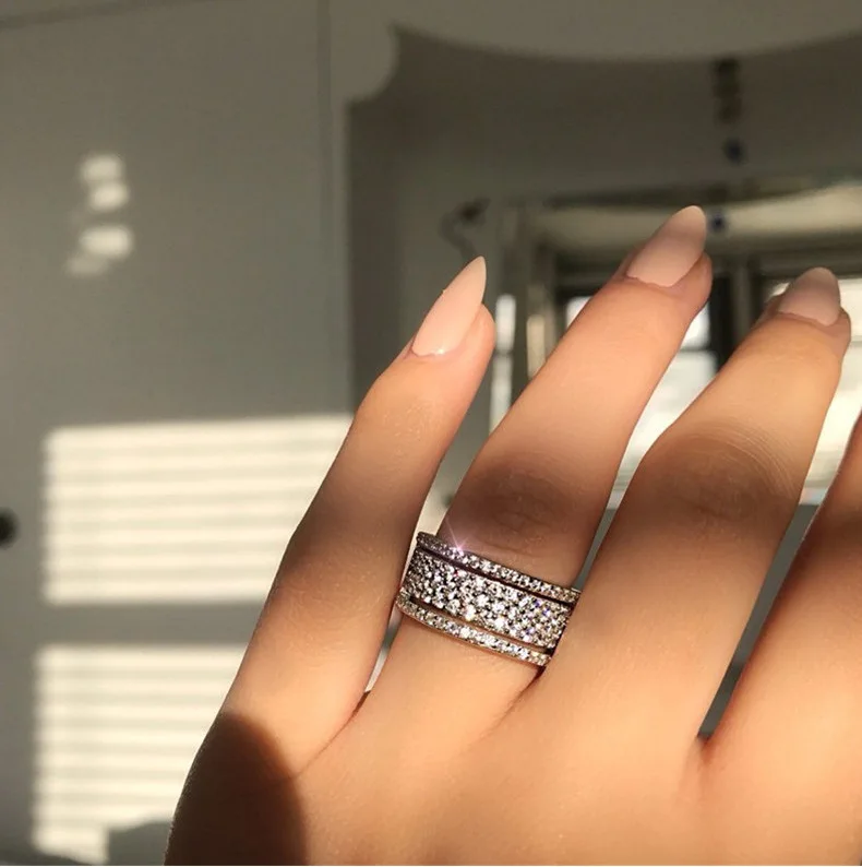 Рамос Старлайт обещающее кольцо 925 пробы серебро пять ослепительных слоев AAAAA cz обручальное кольцо кольца для мужчин и женщин