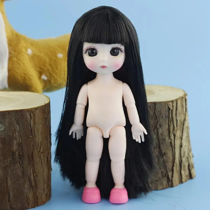 16cm Doll C Новые 13 подвижных шарнирных 16 см 1/8 куклы мини BJD детские длинные парик волосы Nake женские тела модные куклы игрушки для девочек AT66 - Цвет: 16cm Doll C