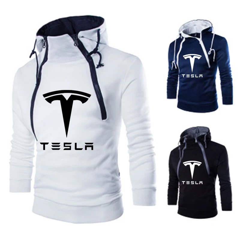 Новинка 2020 мужские толстовки Tesla с логотипом автомобиля хлопковая Осенняя