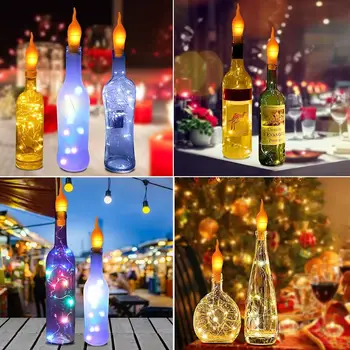 

Wine Bottle Light Led Warm Flame Style Cork Light 2m 20 LED Night Lights String гирлянда для бутылки #3O25