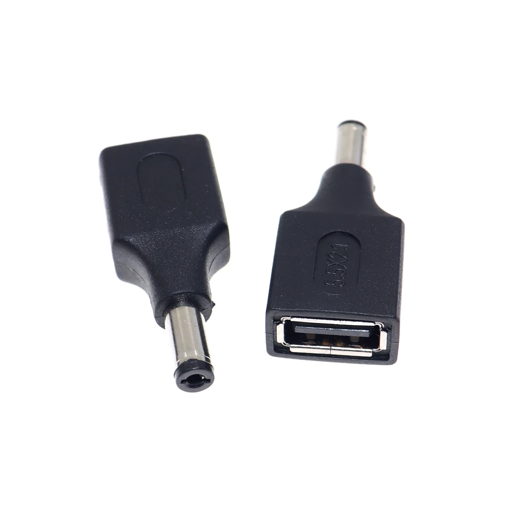 Power Plug Adapter USB A To 5.5*2.1mm DC Jack Adapter Connector for Router Mini Fan Speaker DC 5.5x2.1mm Male to USB Power Plug Converter