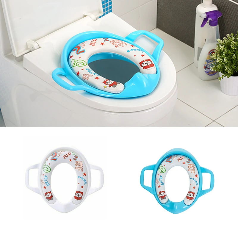 

Baby Soft Padded Potty Training Toilet Seat W/ Safety Handles Toddler Kids Child Baby Learning Tool Comfortable Education Trend