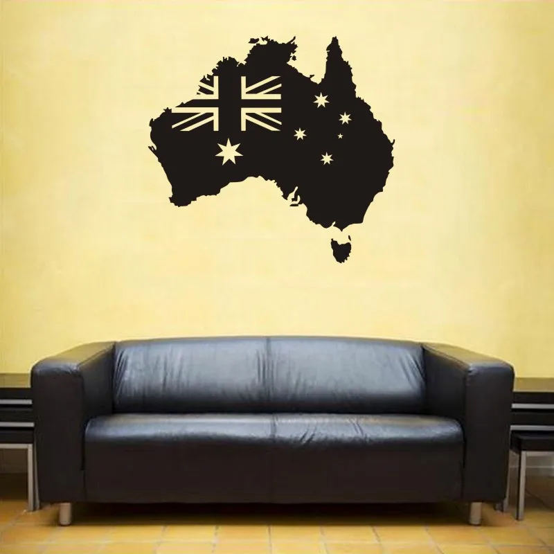 Dctal Australia Flag Map Sticker Decal Posters Coffee Shop Vinyl Wall Car Decals Pegatina Decal Decor Mural Map Sticker