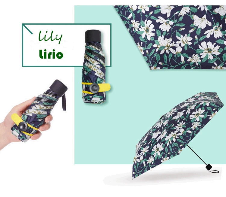 Карманный мини-зонтик, легкий Солнцезащитный УФ-зонтик, дорожный складной зонтик с 6 ребрами, компактный ветронепроницаемый зонтик, йро