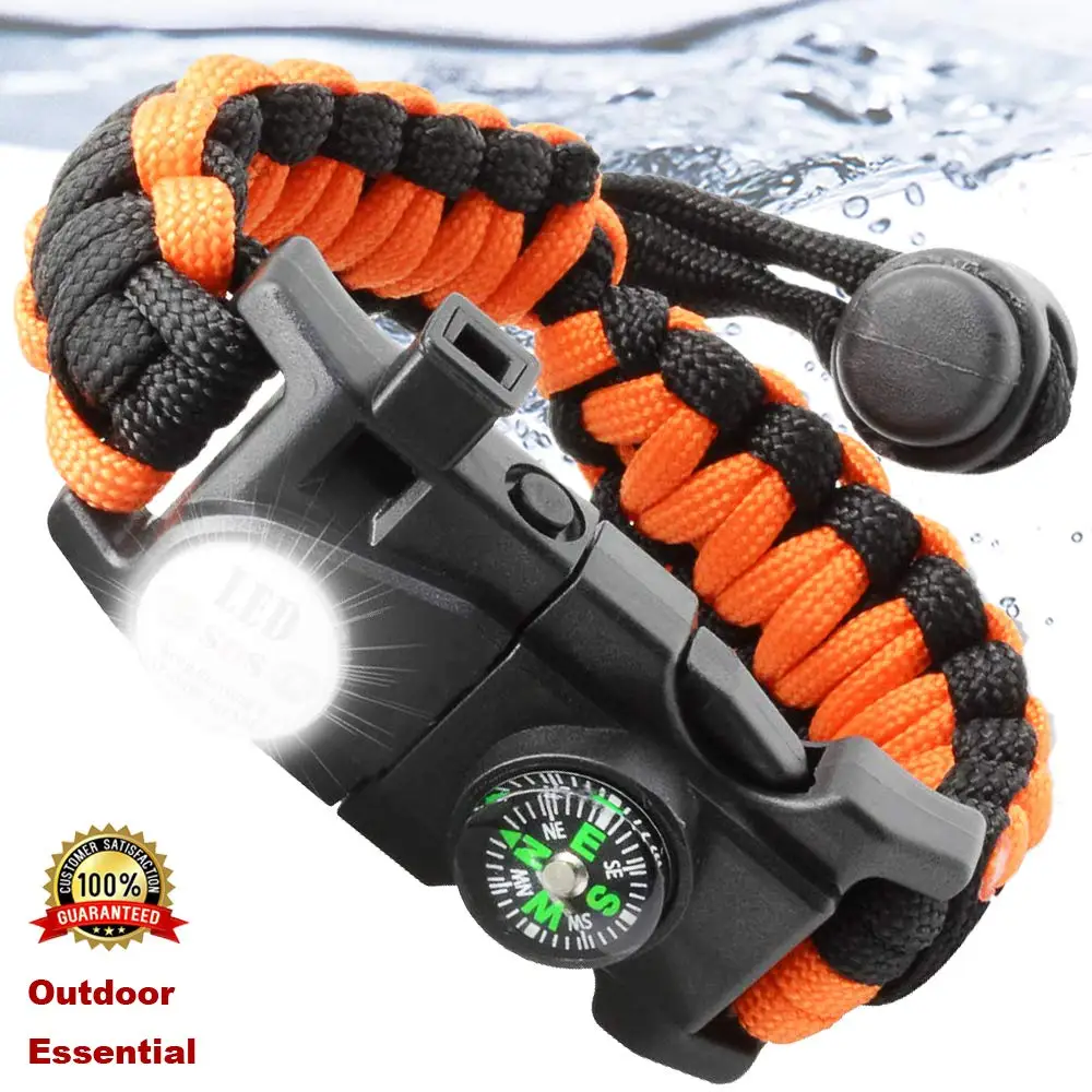 Survival Bracelet Paracord With SOS Lamp Compass Whistle Knife Outdoor for Men Women Camping Tourism SOS Emergency Kit (15)