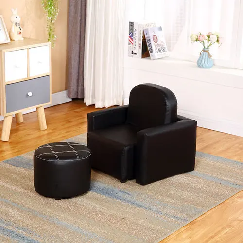 Многофункциональный Детский кожаный диван, легко чистится, маленький диван для мальчиков и девочек, милый детский диван, комбинированный диван для детей - Цвет: Black