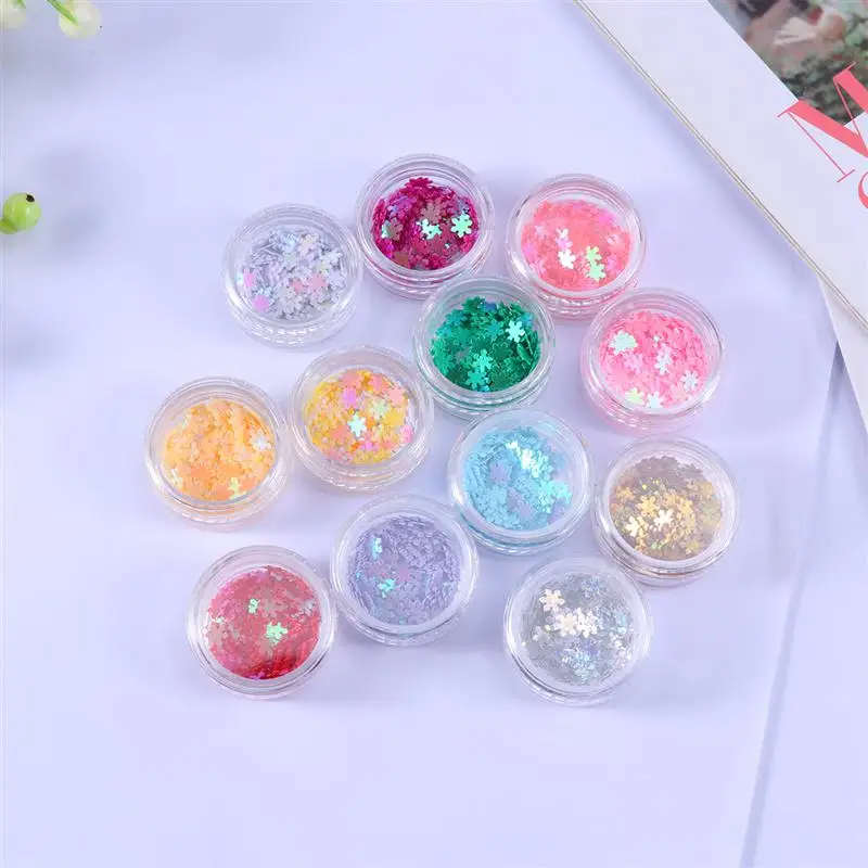 

12Pcs Different Colors Christmas Nail Snow Sequins Crystal Nail Sequined Nail Paste