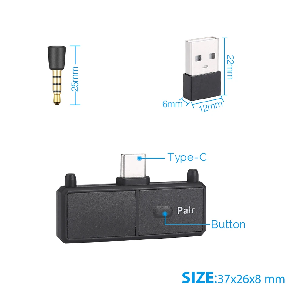 Беспроводной Bluetooth 5,0 стерео usb тип-c аудио передатчик адаптер приемопередатчика для Bluetooth наушников на переключатель PS4 игры ТВ ПК